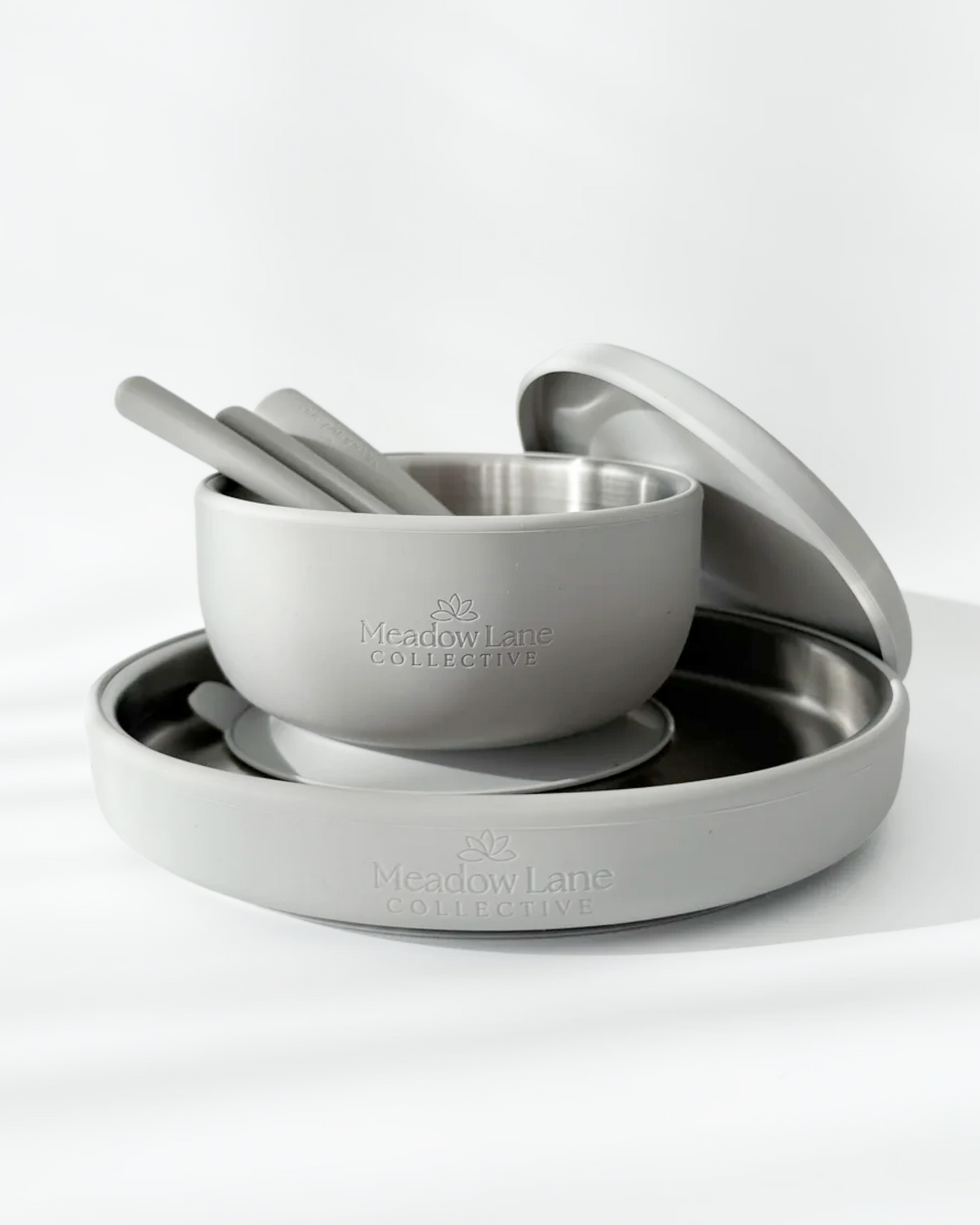Double Wall Stainless Steel Suction Set – Plate | Bowl | Cutlery