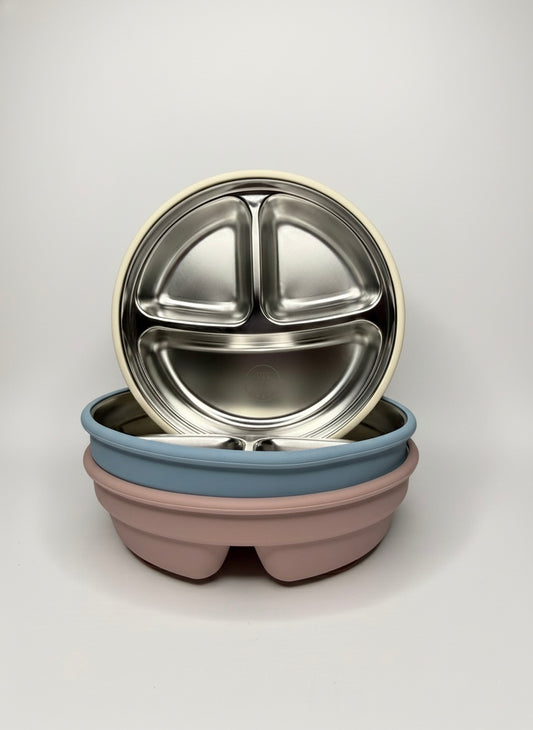 Deep Dish Stainless Steel Baby & Toddler+ Suction Plate 2 in 1 | Meadow Lane Collective
