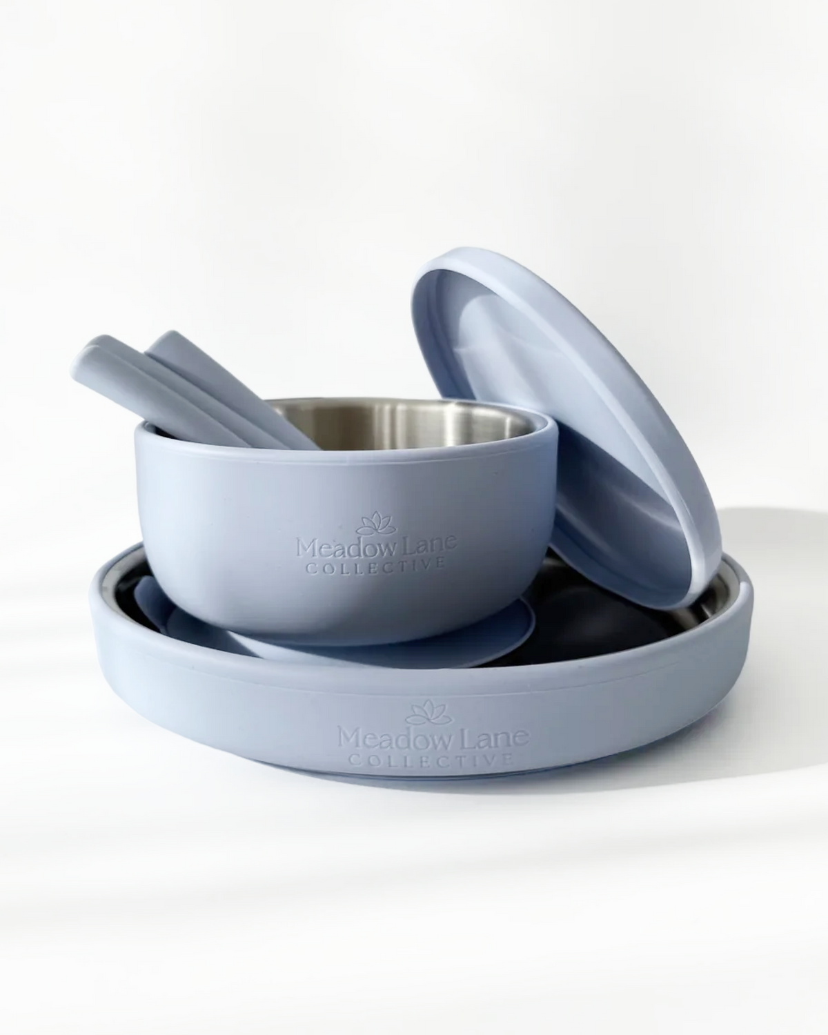Double Wall Stainless Steel Suction Set – Plate | Bowl | Cutlery