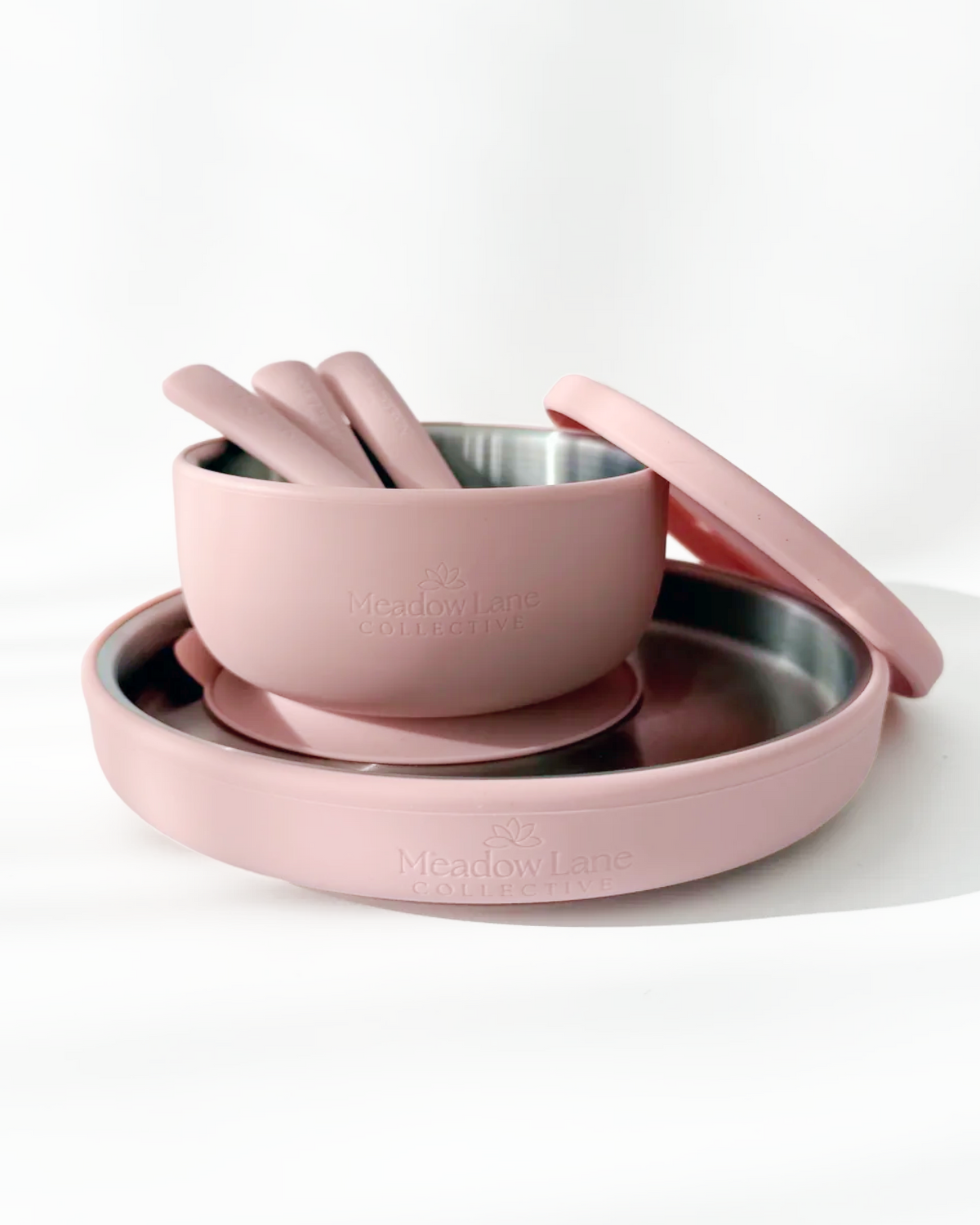 Double Wall Stainless Steel Suction Set – Plate | Bowl | Cutlery