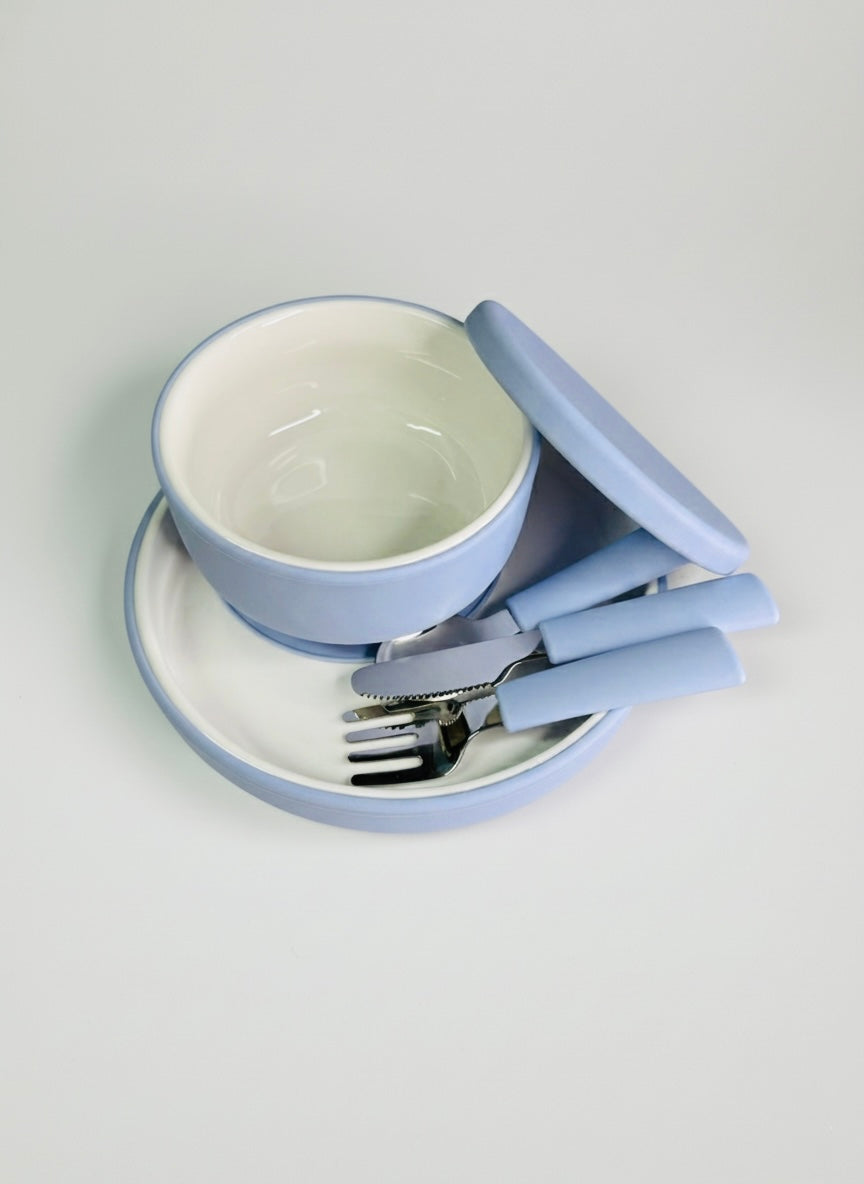 BUNDLE Ceramic Childrens Dinner Set – Plate | Bowl | Cutlery | Meadow Lane Collective