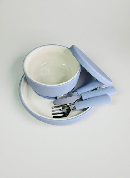 BUNDLE Ceramic Childrens Dinner Set – Plate | Bowl | Cutlery | Meadow Lane Collective