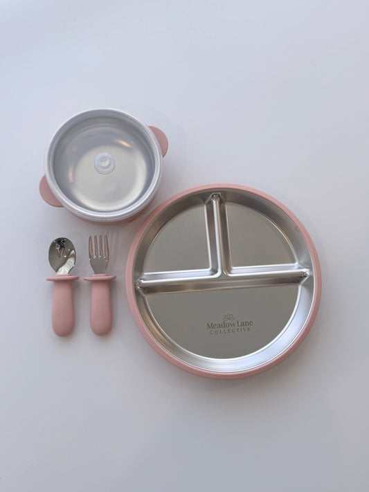Stainless Steel + Suction Plate | Bowl | Cutlery Set