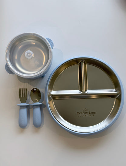 Baby + Toddler Stainless Steel + Suction Plate | Bowl | Cutlery Set