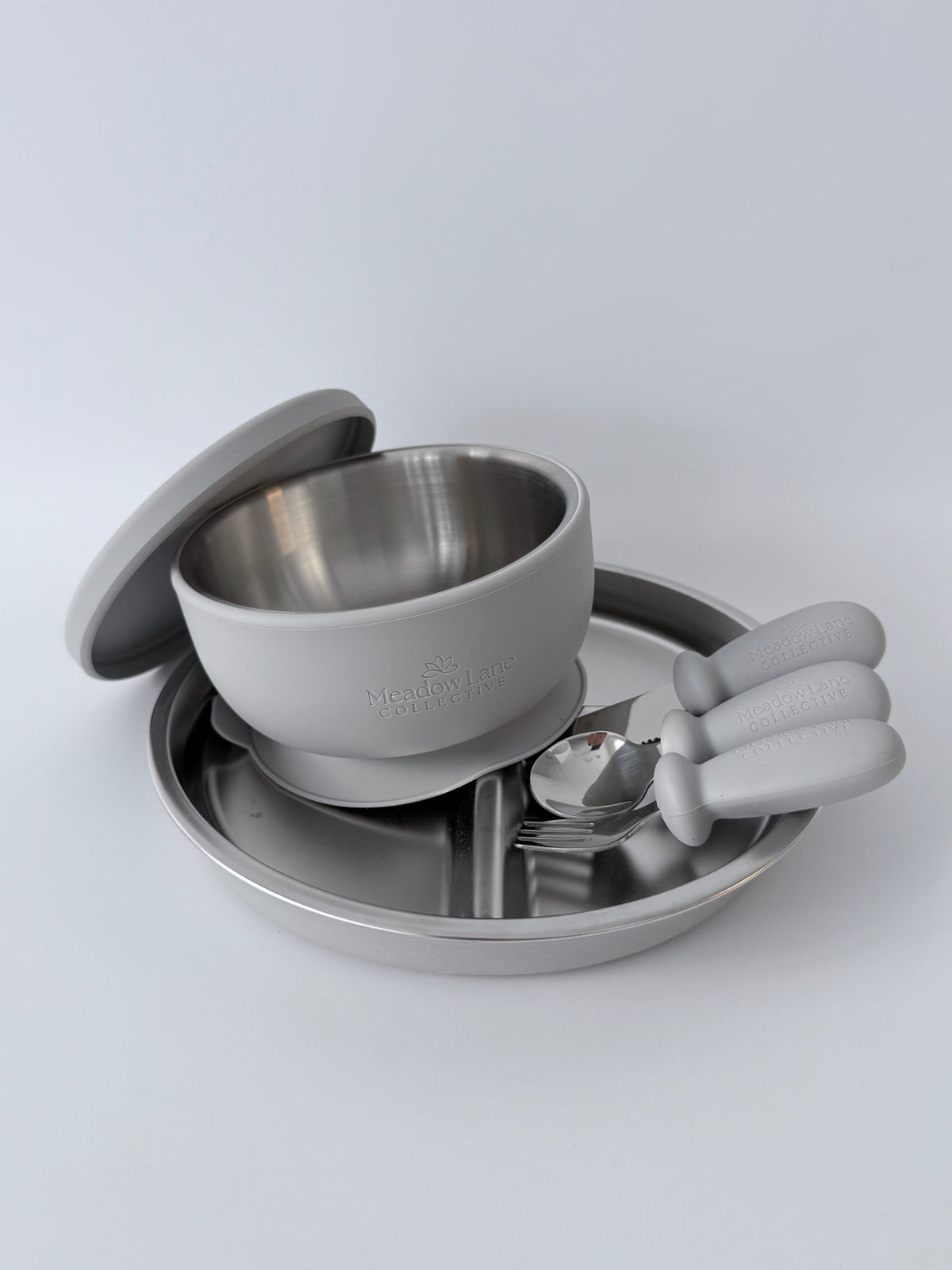 Baby and Toddler Stainless Steel Set – Divider Plate | Bowl | Cutlery