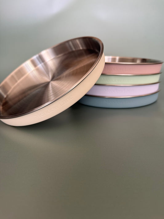 Kids Stainless Steel Plate with Non-Slip Silicone Cover – Meadow Lane