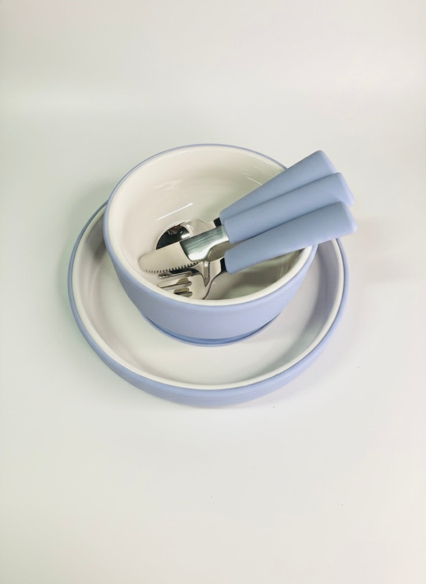 BUNDLE Ceramic Childrens Dinner Set – Plate | Bowl | Cutlery | Meadow Lane Collective