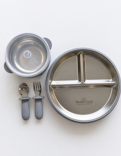 Stainless Steel + Suction Plate | Bowl | Cutlery Set