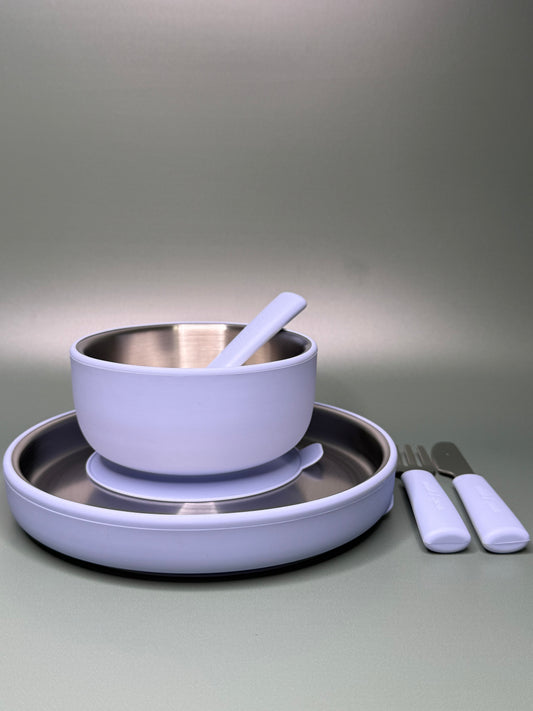 BUNDLE Preschooler Stainless Steel Feeding Set – Plate, Bowl & Cutlery | Non-Toxic, Gut-Friendly