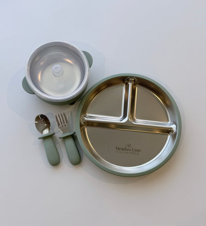 Stainless Steel + Suction Plate | Bowl | Cutlery Set